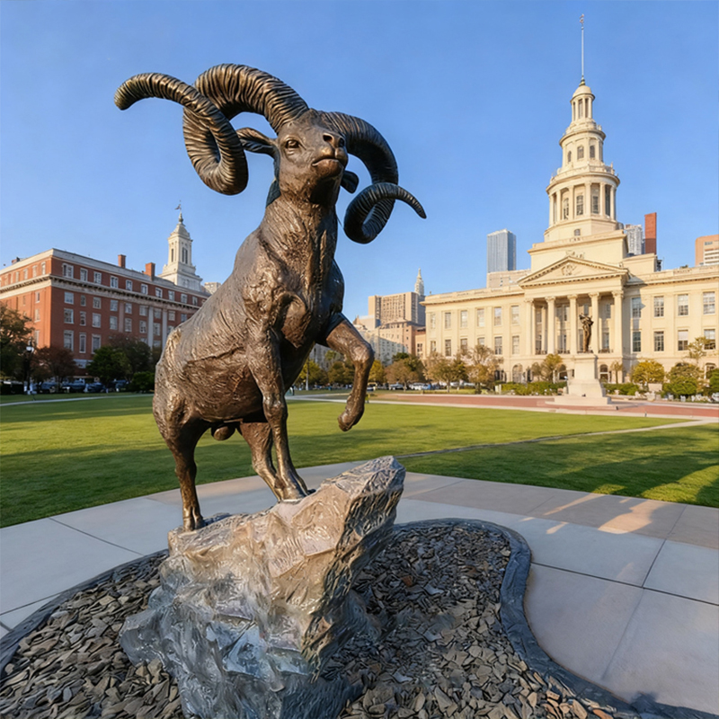 Bronze-Big-Horn-Widder-Skulptur – Gartendekoration für den Außenbereich