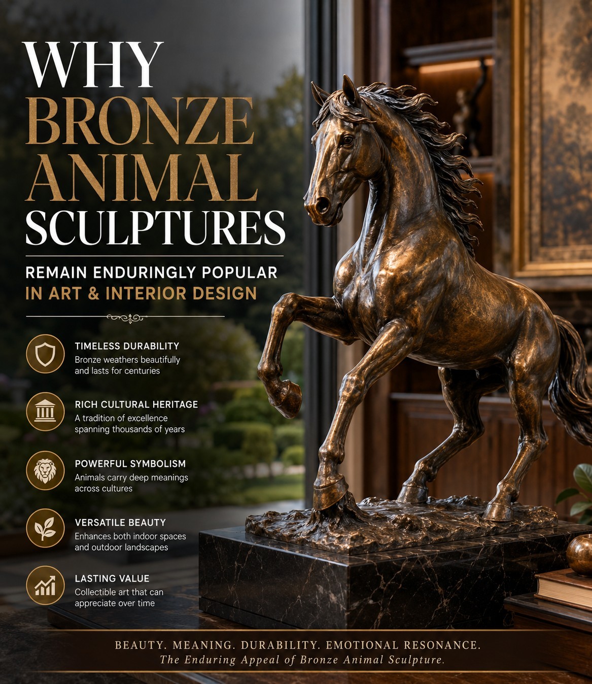 Was macht Tierskulpturen aus Bronze zu einer so dauerhaften Wahl für Kunst und Inneneinrichtung?
